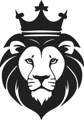 Black and white lion head logo type silhouette design