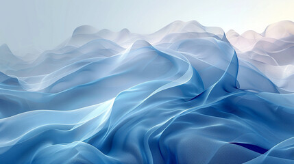 Obraz premium Waves of blue fabric dancing under soft morning light