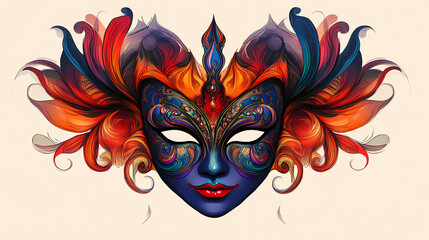 Vibrant and intricate carnival mask. Venetian. Illustration