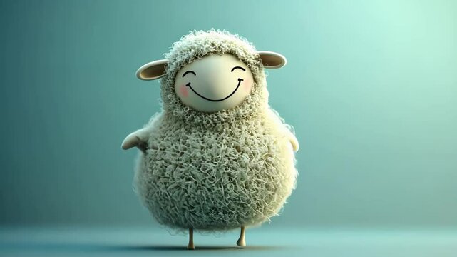 Cute Cartoon Sheep Character Vector Illustration in Nature