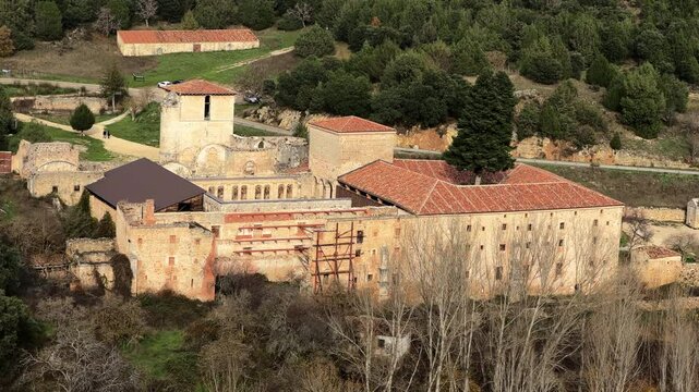 The monastery of San Pedro de Arlanza in Burgos, Castile and Leon, Spain. High quality 4k footage