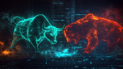 強気の雄牛と弱気の熊の対決