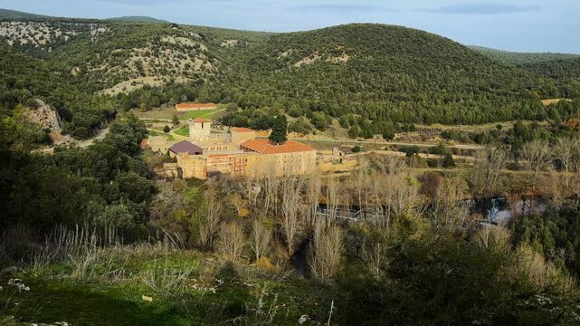 The monastery of San Pedro de Arlanza in Burgos, Castile and Leon, Spain. High quality 4k footage