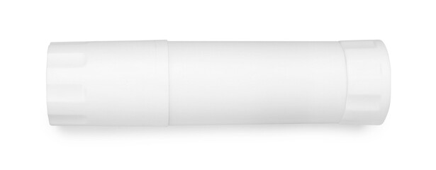 One glue stick isolated on white, top view