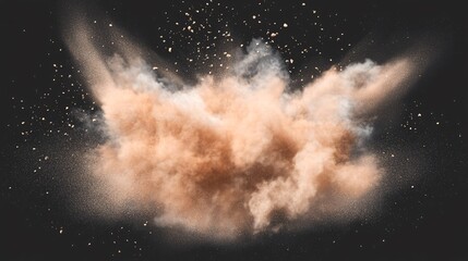 An explosive burst of colored powder generating a vibrant cloud against a dark background.