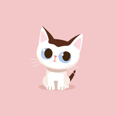 Cute charming cat kitten with big head cartoon hand drawn vector illustration. cheerful Kitty sitting, for t-shirt print, kids wear fashion design