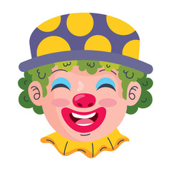 happy clown head with hat
