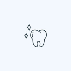 Minimalist tooth icon with sparkles for dental health and hygiene concepts