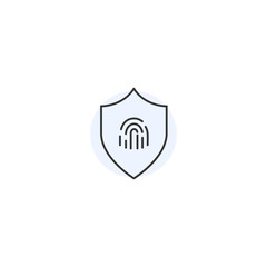 Digital security shield icon with fingerprint symbol for online protection