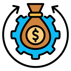 Economic and Industrial Growth Flat Line Color Icon