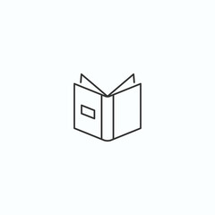 Minimalist icon of an open book in simple line art style