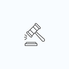 Minimalist gavel icon representing justice and law