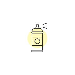 Minimalist line art of spray paint can with yellow accent