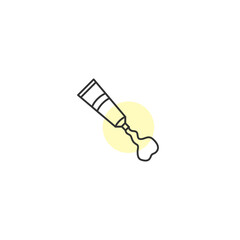 Minimalistic line art of toothpaste squeezing from tube on white background
