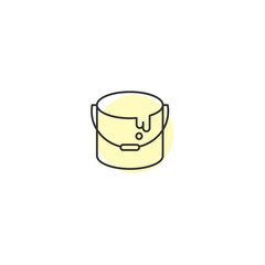 Minimalist paint bucket icon with yellow accent on white background