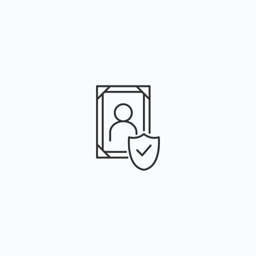 recommend clip art: Secure identity icon with shield symbol for profile verification