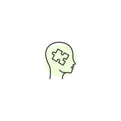 Minimalist brain puzzle icon depicting mental health and cognitive concepts