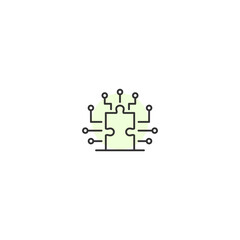 Puzzle piece icon with circuit connections: symbol of innovation and problem solving