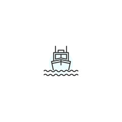 Obraz premium Minimalist boat icon on water - simple line art for nautical themes