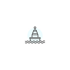 Fototapeta premium Line art buoy icon on minimalist background with ocean wave design
