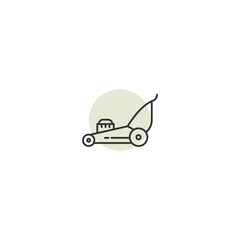 Minimalist lawn mower icon design for landscaping themes and garden maintenance