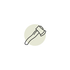 Minimalist axe icon with green circle background for tools and outdoors themes