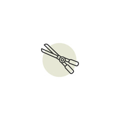Minimalist garden shears icon on soft green circle background