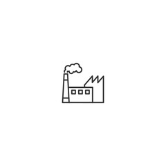 Minimalist industrial factory icon with smokestack and smoke emission