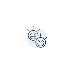 Minimalist smiling face icons with simple lines and pastel colors