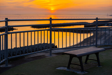 Obraz premium 夕方の明石の海の風景