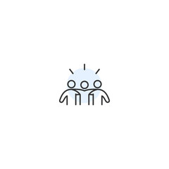 Minimalist teamwork icon: simple graphic of people collaborating