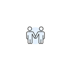 Minimalistic icon of two people holding hands: unity and connection symbol