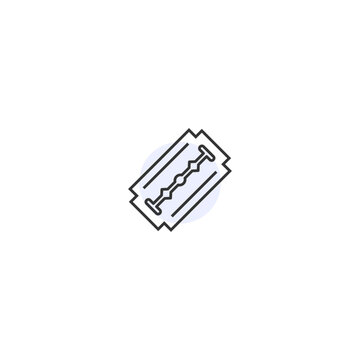 recommend clip art: Minimalist razor blade icon - simple line art design for shaving and grooming concepts