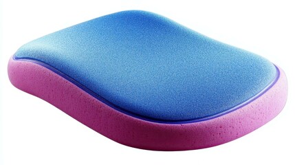 Blue purple ergonomic memory foam wrist rest, computer accessory for office desk, comfortable support for typing, modern design, smooth texture, practical workspace essential, neutral background