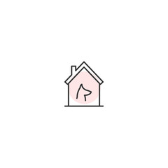 Minimalist pet-friendly home icon with dog silhouette