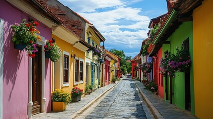 Fototapeta premium Walking Ã‘Âolourful streets in the beautiful old town