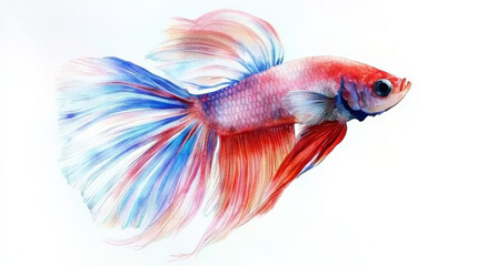 Fototapeta premium Beautiful watercolor Betta fish with vibrant colors and flowing fins