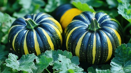 Seasonal Fruits and Vegetables Acorn Squash Nutty and flavorful acorn squash ideal for stuffing or roasting Isolated solo on plain background