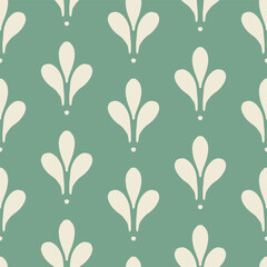 Seamless vector pattern with elegant fleur de lis flowers on royal green textile scrapbook packaging © Kateryna