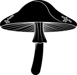 Single mushroom silhouette vector