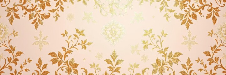 Bright luxury vintage wedding seamless wallpaper background in shades of ivory, blush pink, and gold with intricate floral and lace patterns, floral, lace