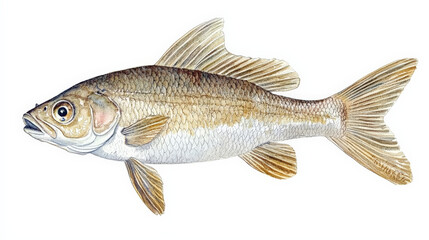 Naklejka premium Realistic fish illustration with detailed fins and scales, showcasing natural colors