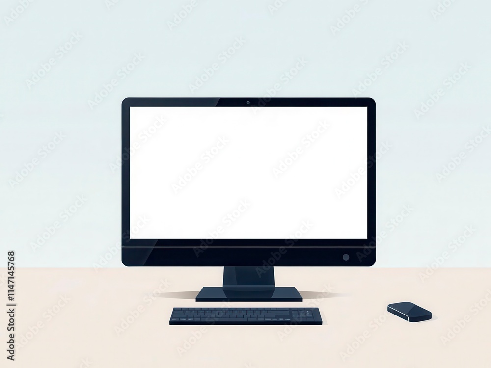 Wall mural computer screen vector illustration with blank display, computer, web