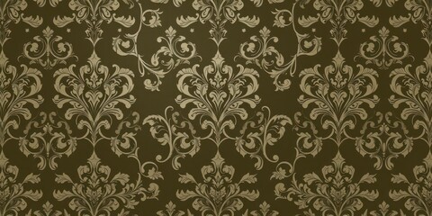 Fototapeta premium Elegant and intricate damask seamless pattern with swirls and floral motifs, regal, ornate