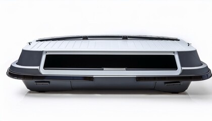 Sleek, modern car top carrier, ideal for travel.