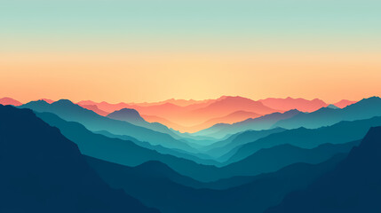 Fototapeta premium Breathtaking panoramic view of rugged craggy mountain range at dawn with seamless texture and warm glow. Craggy. Illustration