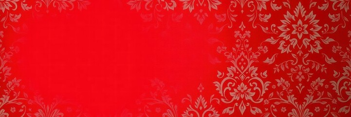 Red damask pattern background with intricate floral motifs and elegant elaborate details, textile, red, intricate