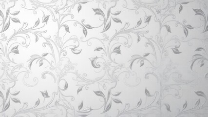 Seamless silver lace leaves wallpaper pattern on a white background, wallpaper, abstract, elegant