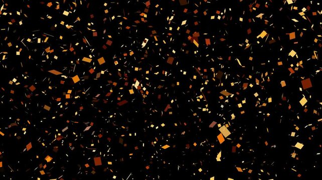 Massive sparkling explosions of golden confetti, magnificent show with glittering particles on transparent alpha png background