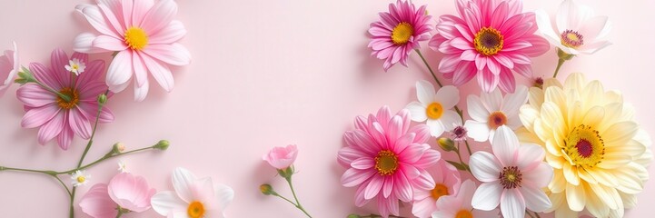 Vibrant spring flowers in bloom against a soft paper backdrop, flora, elegance